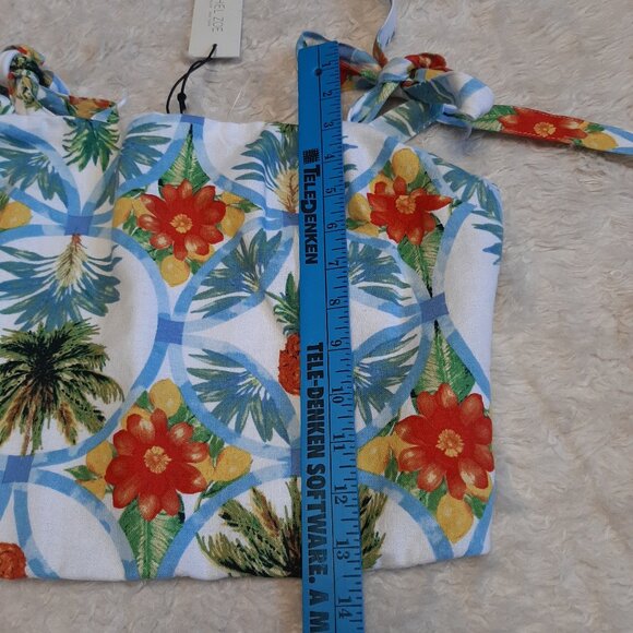 Rachel Zoe Women's Linen Blend Floral Crop Top Tropical Pineapple Size M - Picture 4 of 7